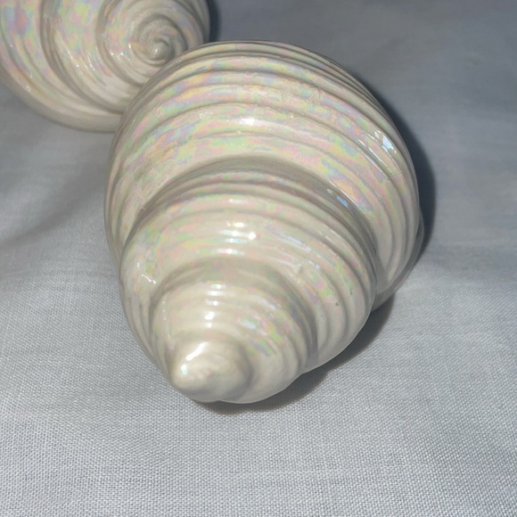 Pearl white seashell ceramic napkin rings set of 6/ great beach house decor - Picture 2 of 3
